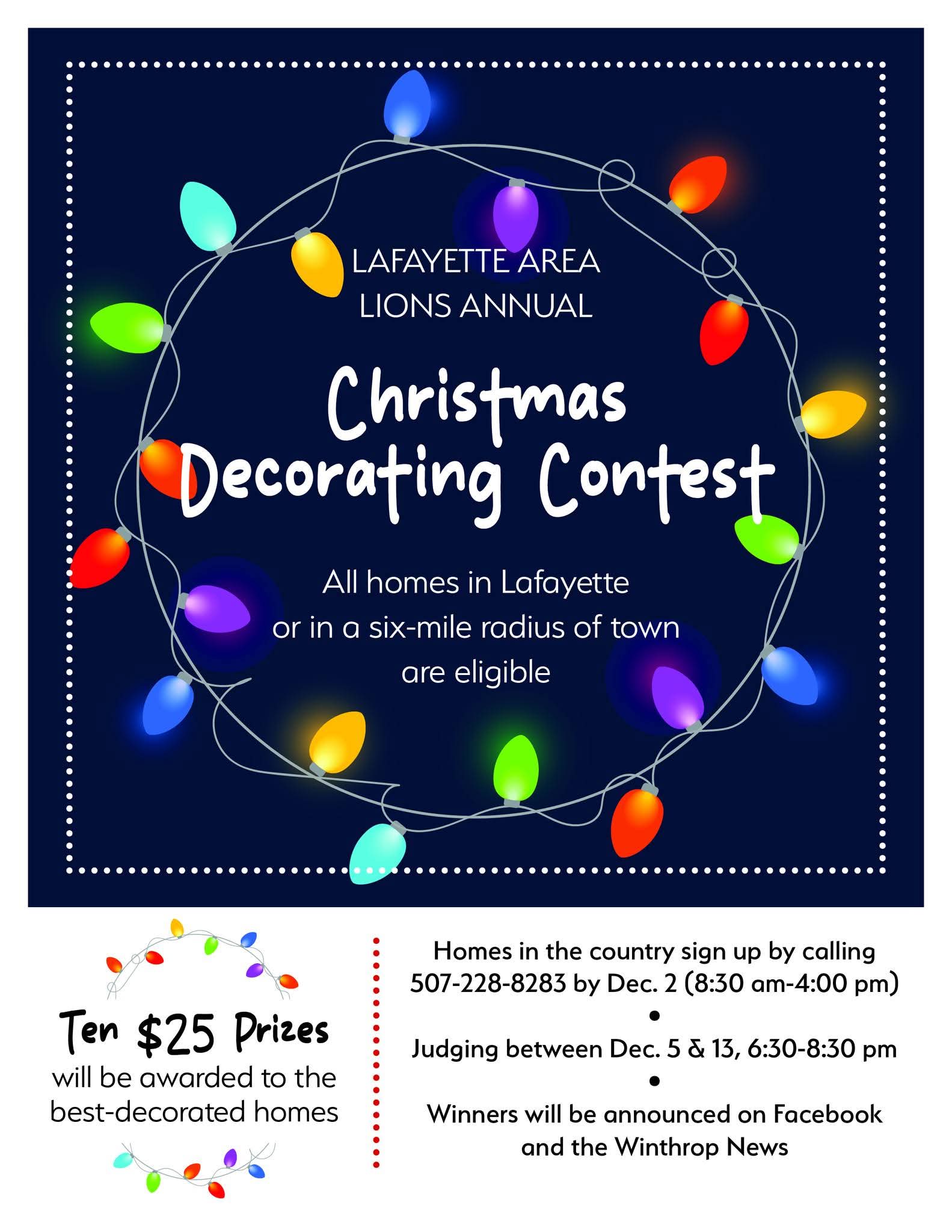 string of Christmas lights with information