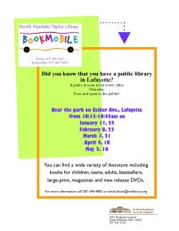 North Mankato Bookmobile schedule for January through May 2024